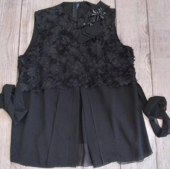 Beaded lace swing / maternity black top sz L - Picture 4 of 5